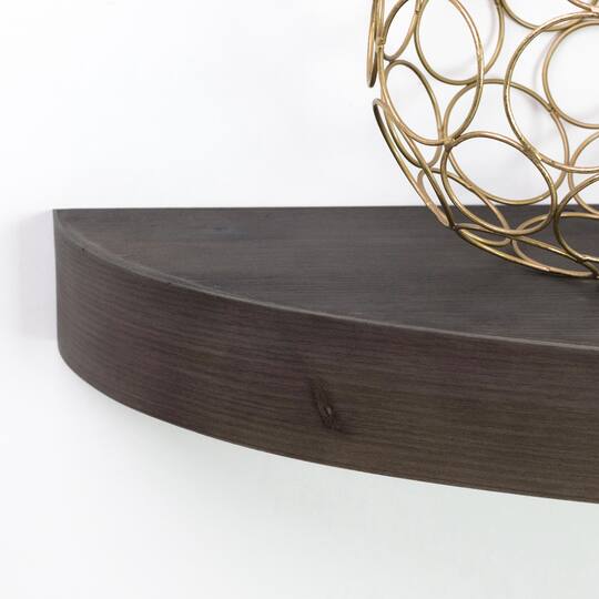Large Black Round Wood Floating Wall Shelf